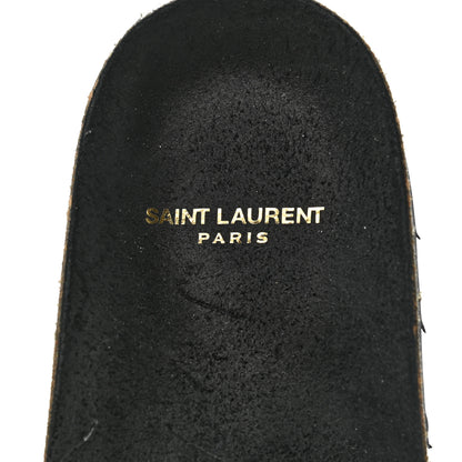 Saint Laurent Calfskin Suede Joan Slide Sandals 38 Black 7 of 9