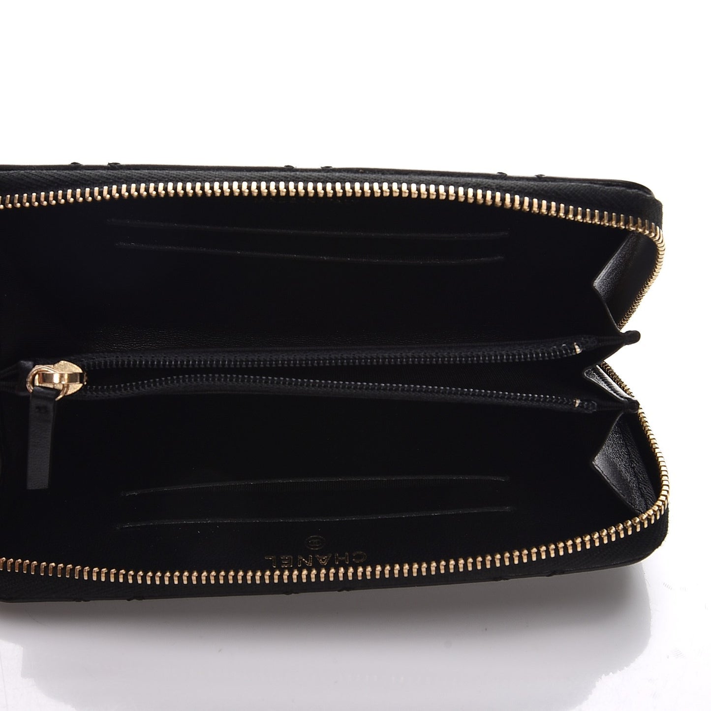 Lambskin Quilted Medium Zip Around Wallet Black