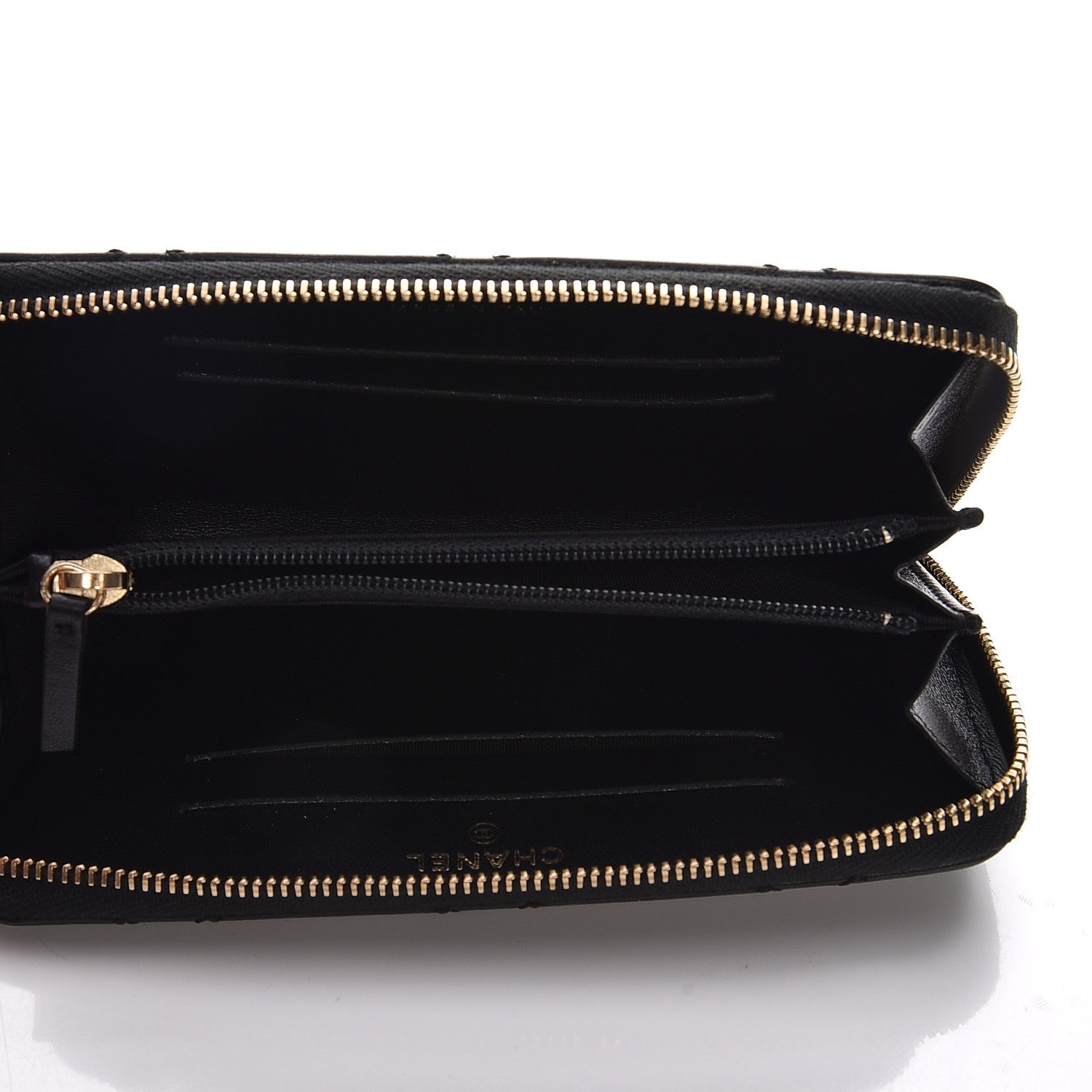 Chanel Lambskin Quilted Medium Zip Around Wallet Black 5 of 9