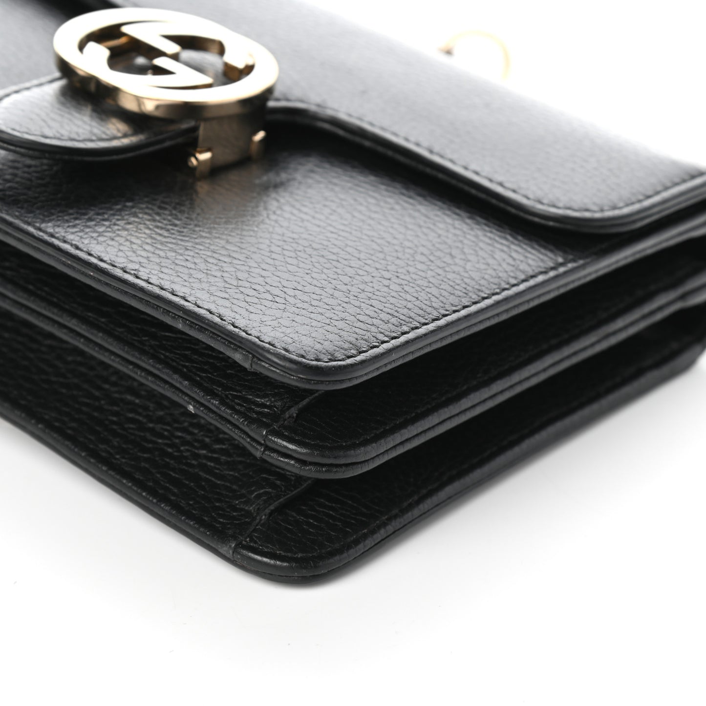 Dollar Calfskin Small Interlocking G Shoulder Bag Black