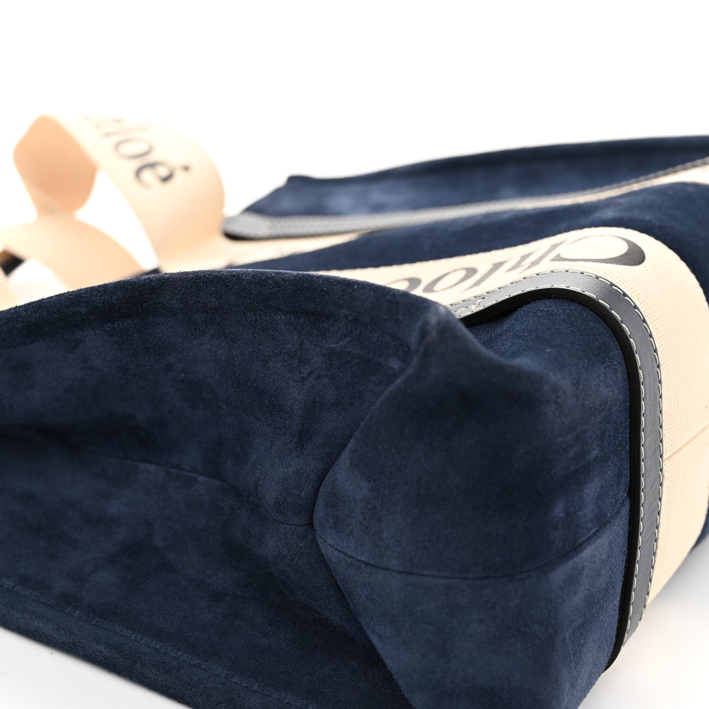 Suede Calfskin Medium Woody Ribbon Tote Navy