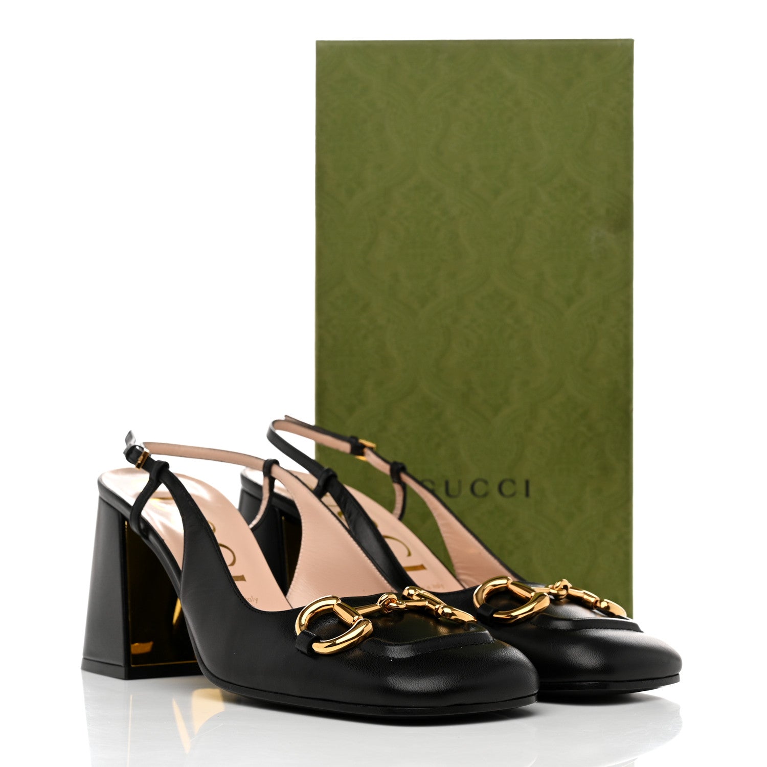 Gucci Malaga Kid Horsebit 75mm Slingback Pumps 41 Black 8 of 8