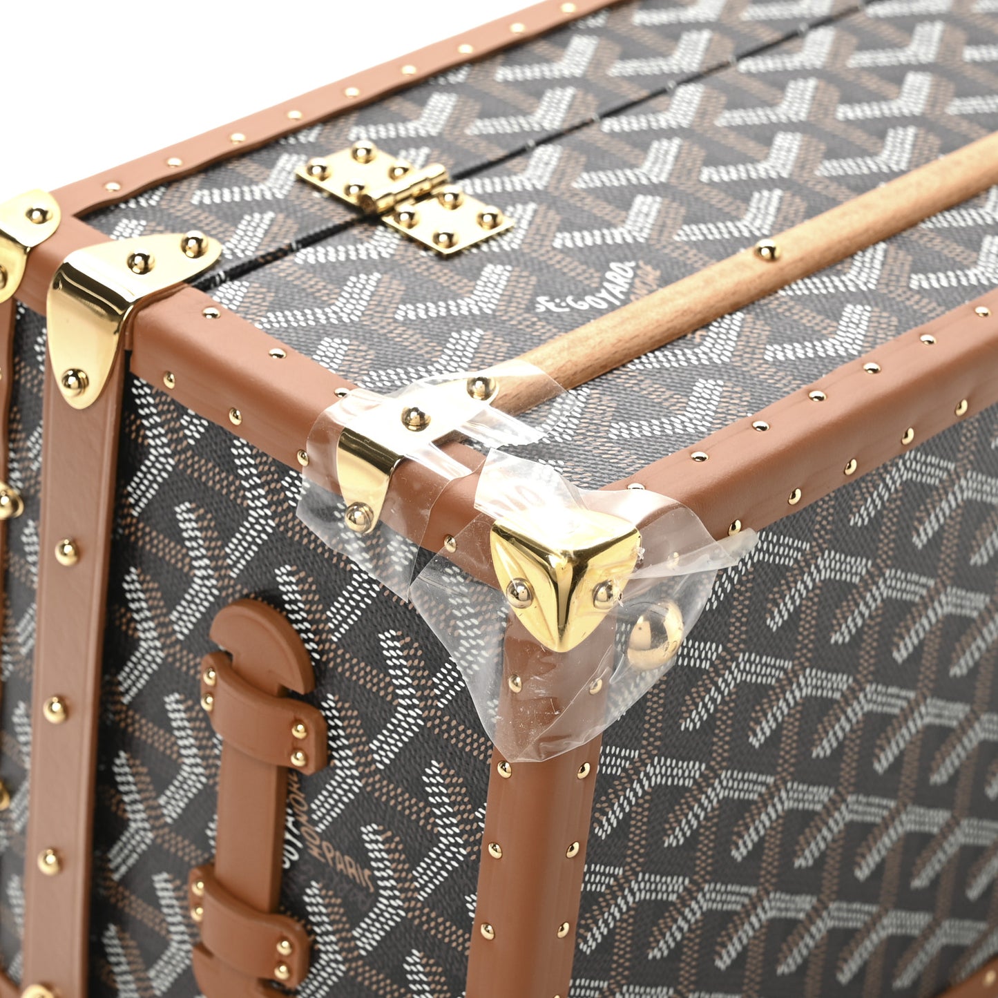 Goyardine 352 Trunk Black Tan