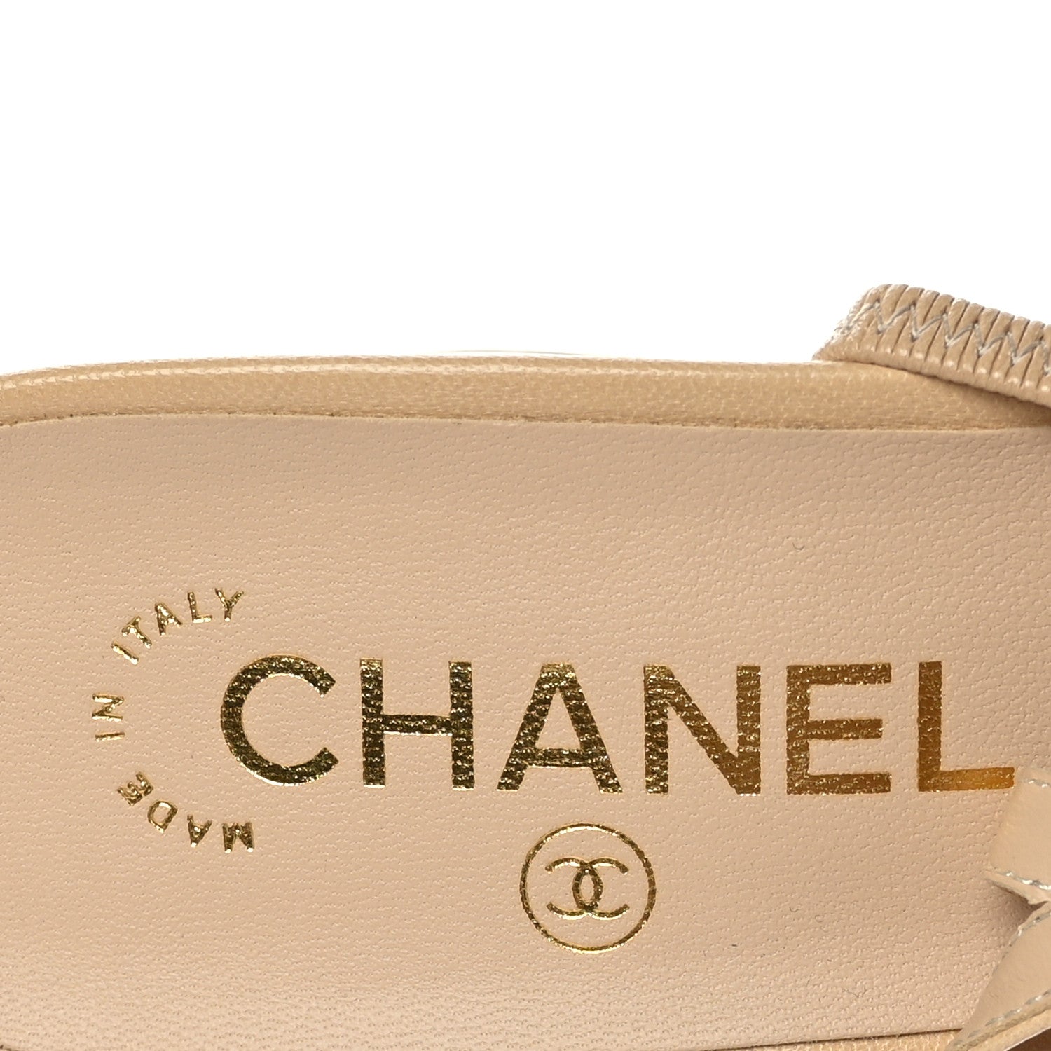 Chanel Lambskin Grosgrain Cap Toe CC Slingback Pumps 41 Beige Black 7 of 8