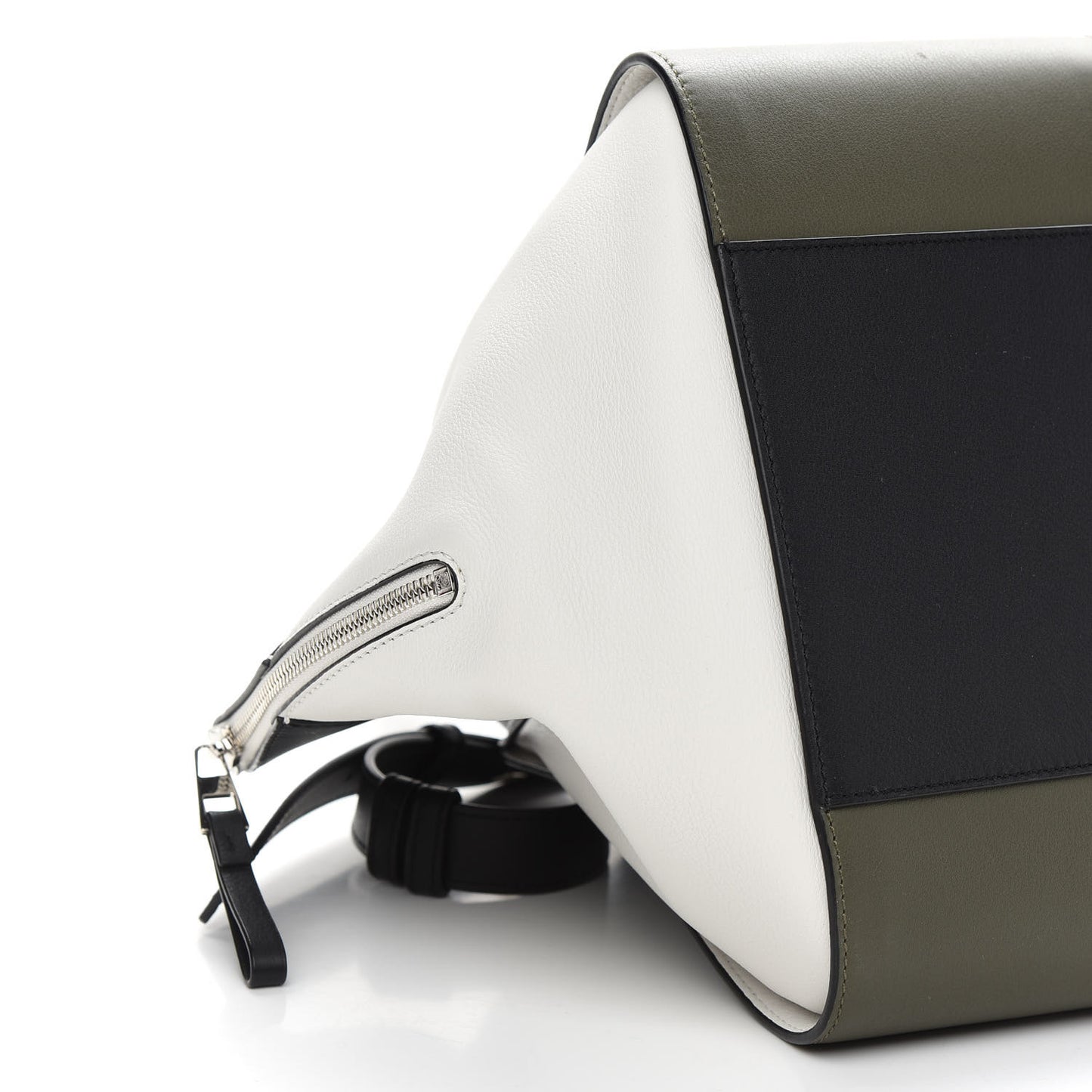 Calfskin Medium Hammock Shoulder Bag Khaki Green Soft White