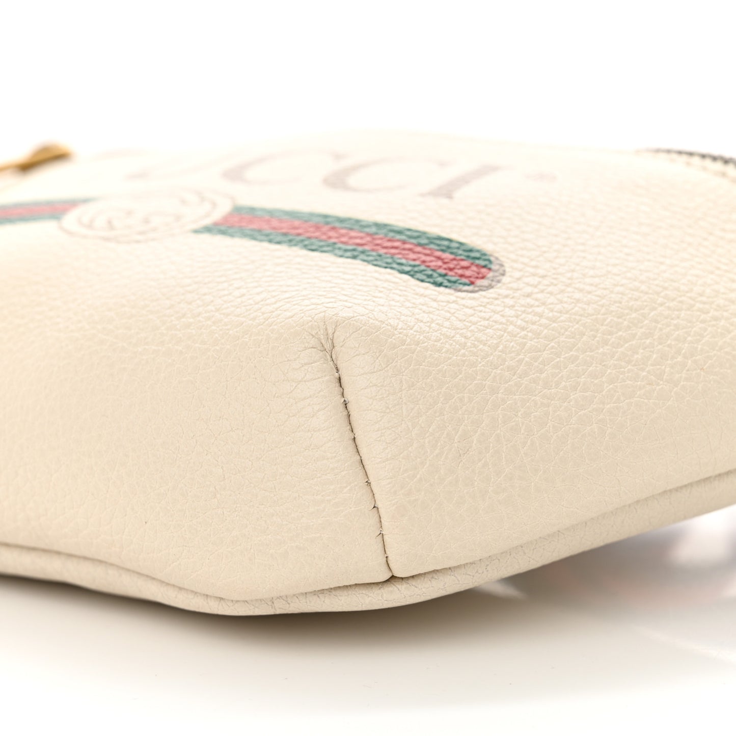 Grained Calfskin Small Logo Belt Bag White