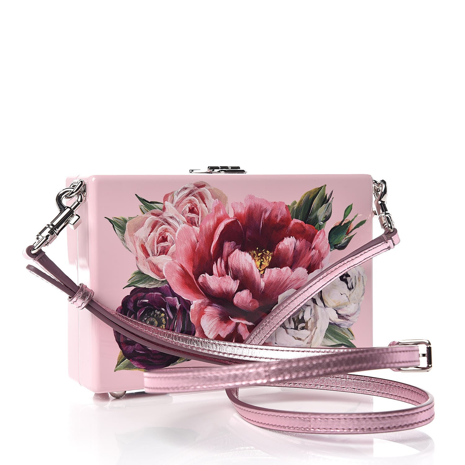 Dolce & Gabbana Acrylic Floral Print Dolce Box Clutch Pink 3 of 12