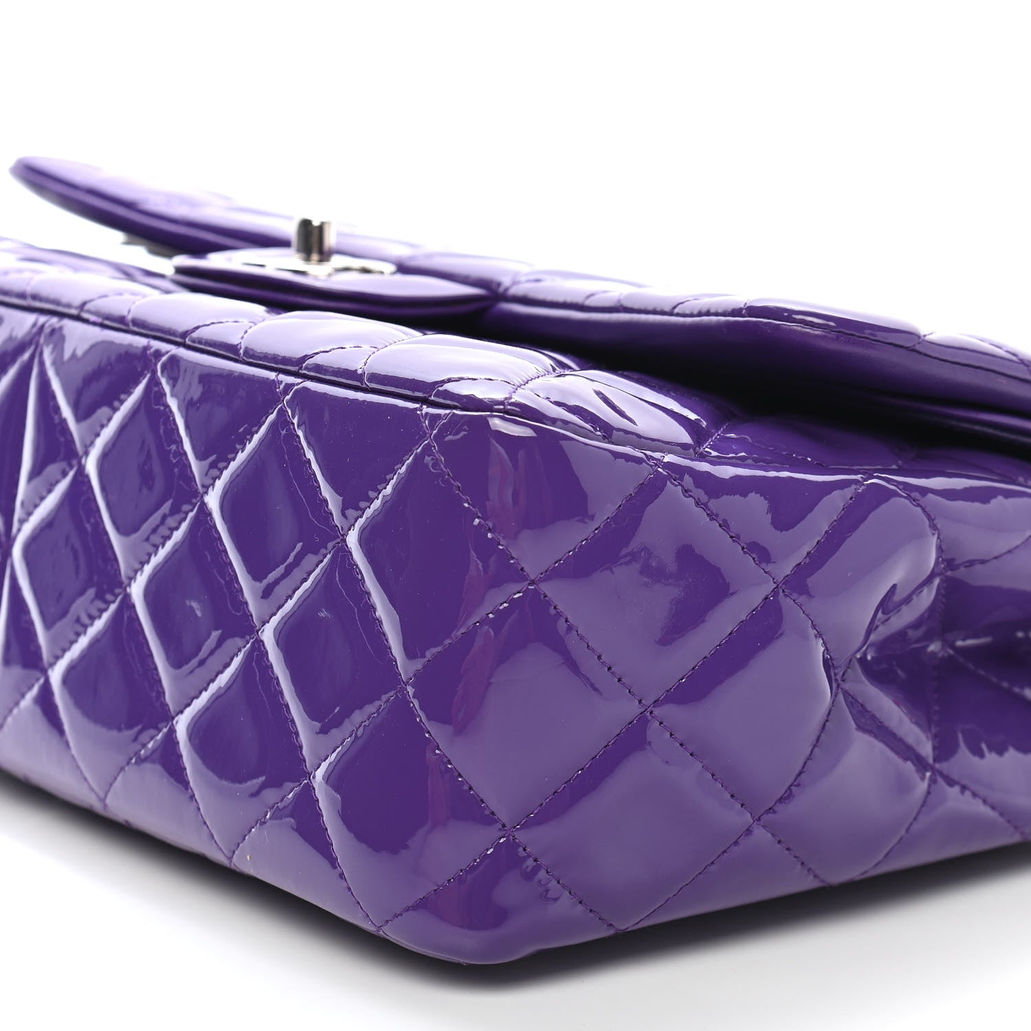 Chanel Patent Calfskin Quilted Jumbo Double Flap Purple 9 of 10