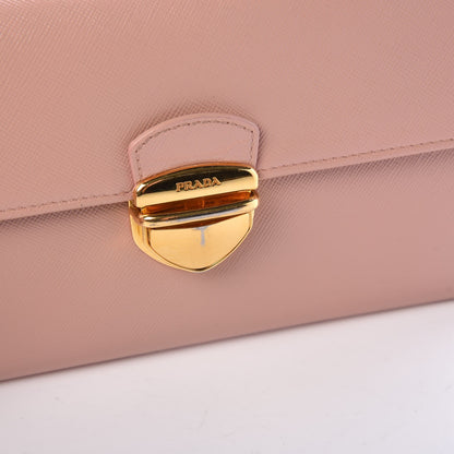 Prada Saffiano Lux Detachable Chain Clutch Wallet Peonia 10 of 11