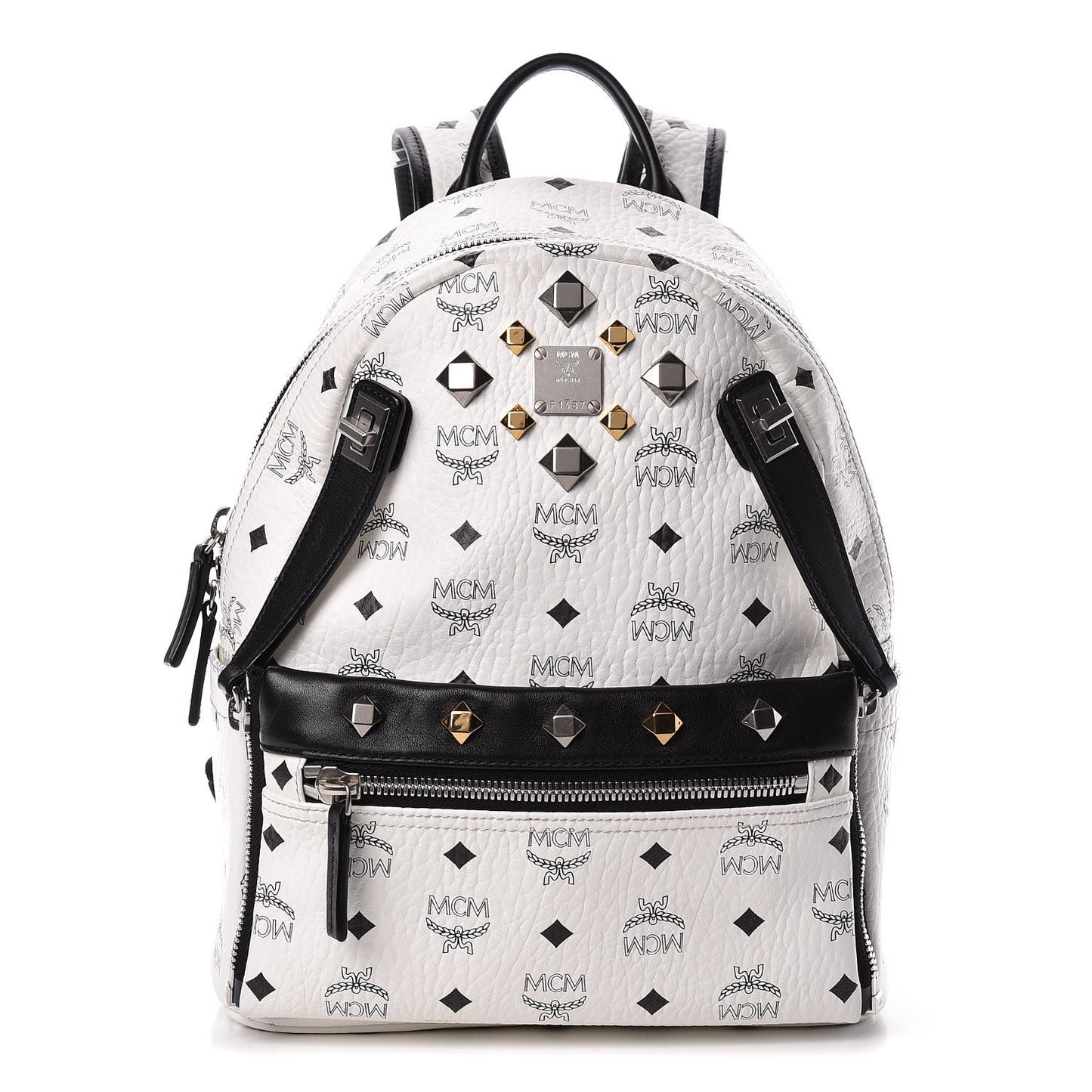 Visetos Studded Small Dual Stark Backpack White