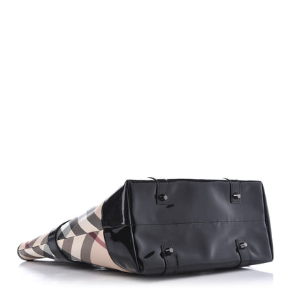 Burberry Patent Supernova Check Medium Denham Tote Black 3 of 9