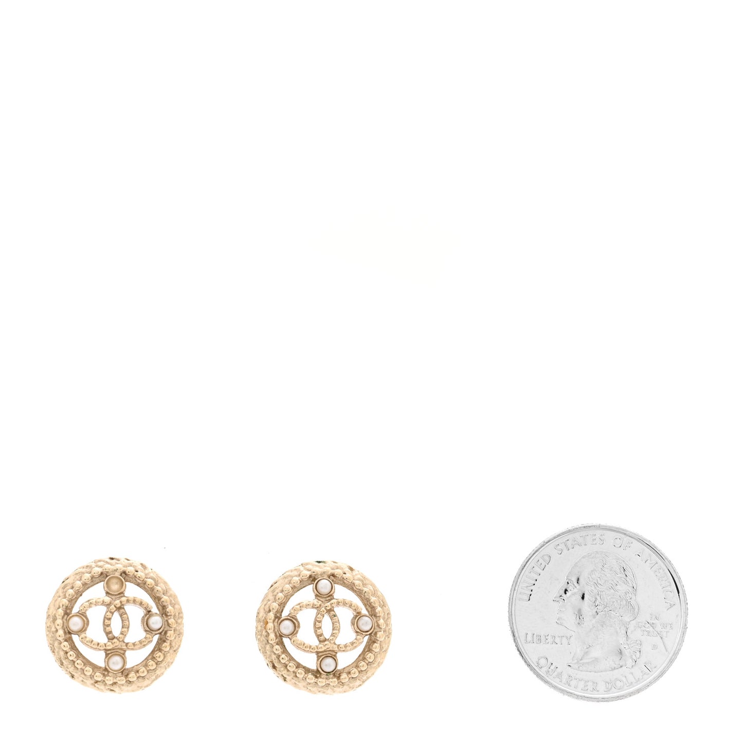 Pearl CC Round Rope Earrings Gold