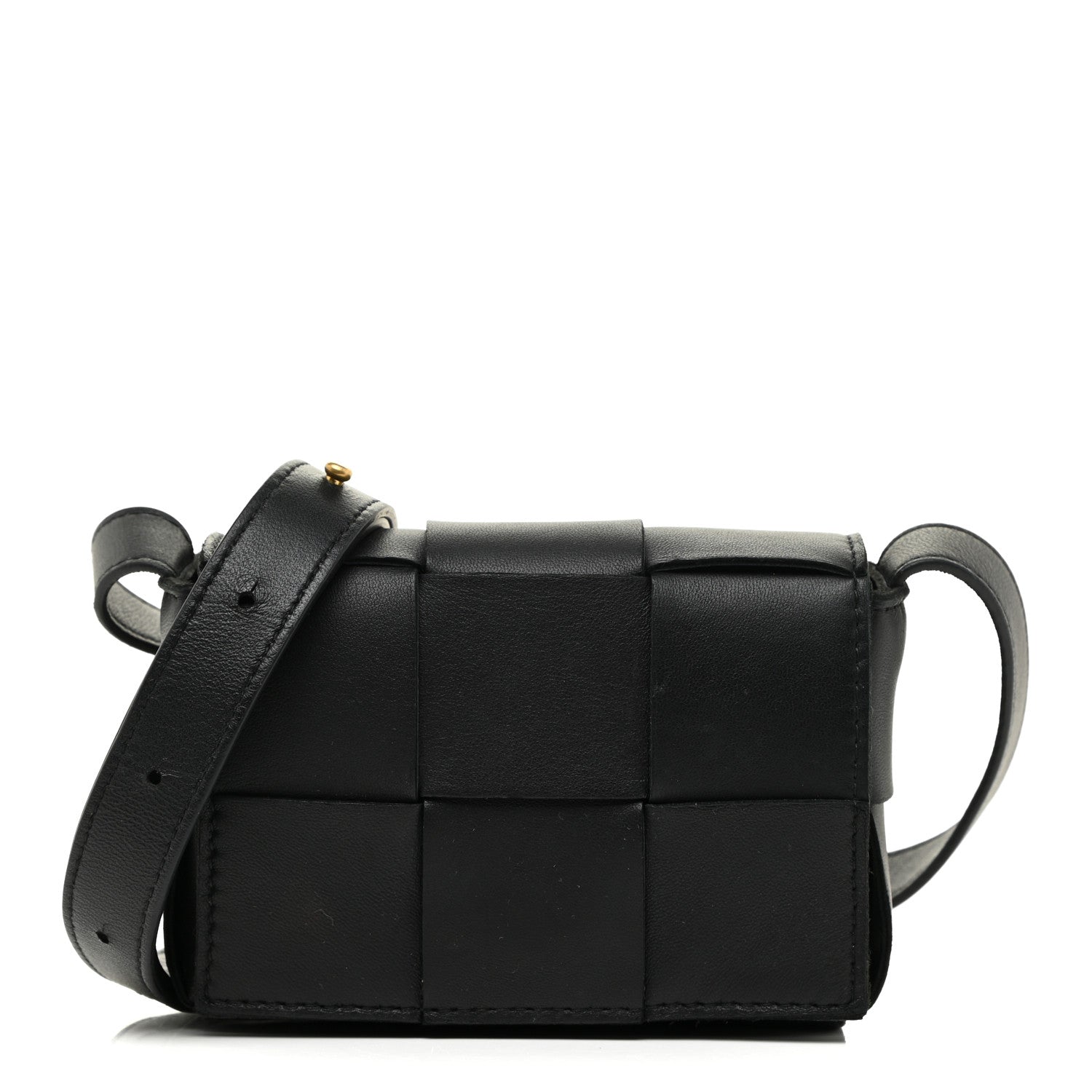 Bottega Veneta Lambskin Maxi Intrecciato Extra Mini Cassette Crossbody Bag Black 1 of 11