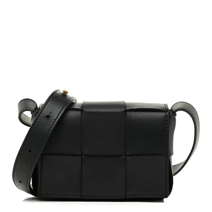 Bottega Veneta Lambskin Maxi Intrecciato Extra Mini Cassette Crossbody Bag Black 1 of 11