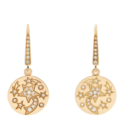 Chanel 18K Yellow Gold Diamond Comete Disc Earrings 1 of 5