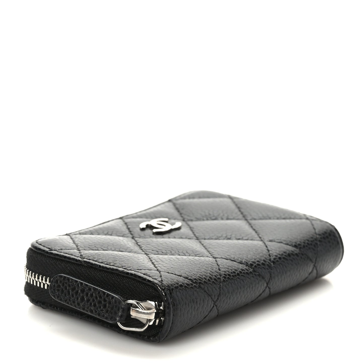Caviar Quilted Zip Coin Purse Black