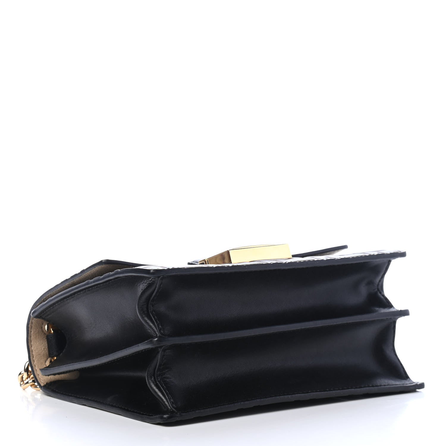 Fendi Vitello Liberty Bi-Color FF 1974 Embossed Small Kan U Shoulder Bag Maya Black 3 of 4