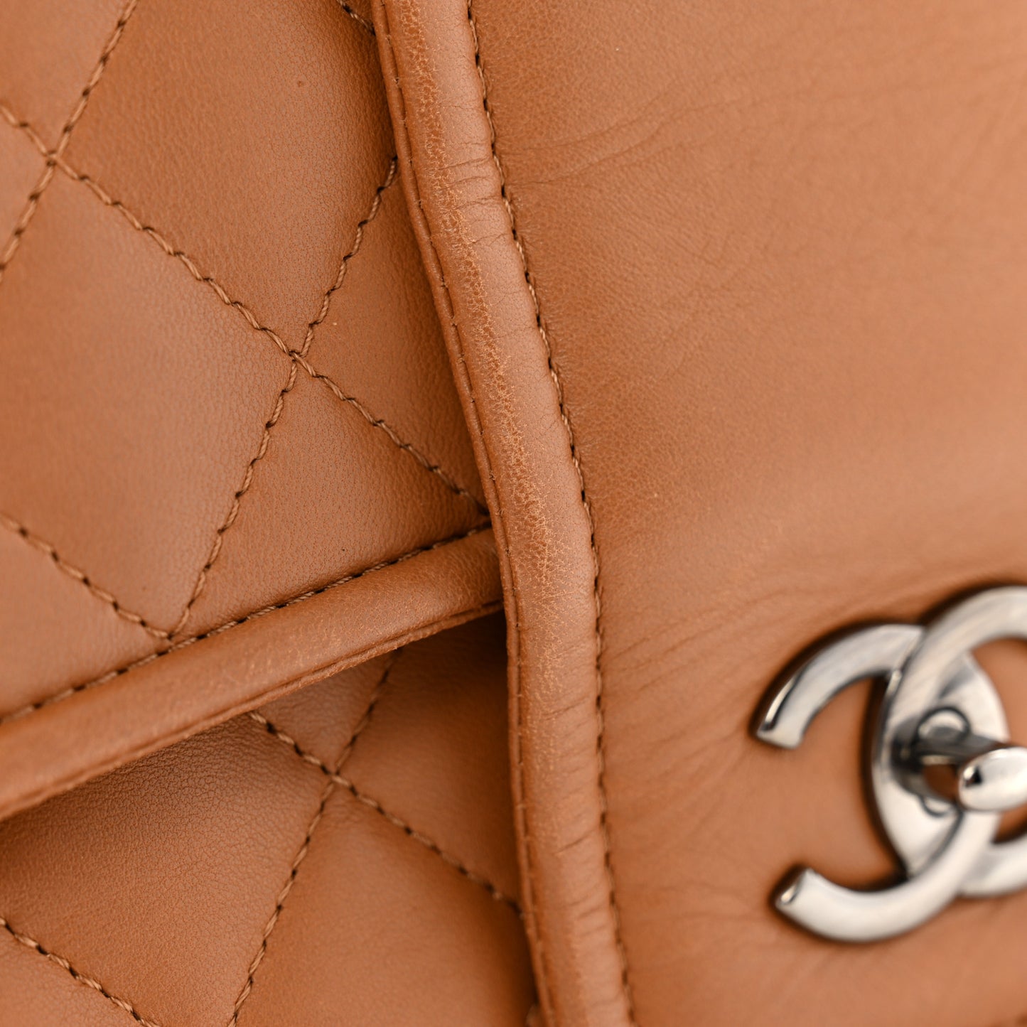 Lambskin Quilted Elementary Chic Flap Brown