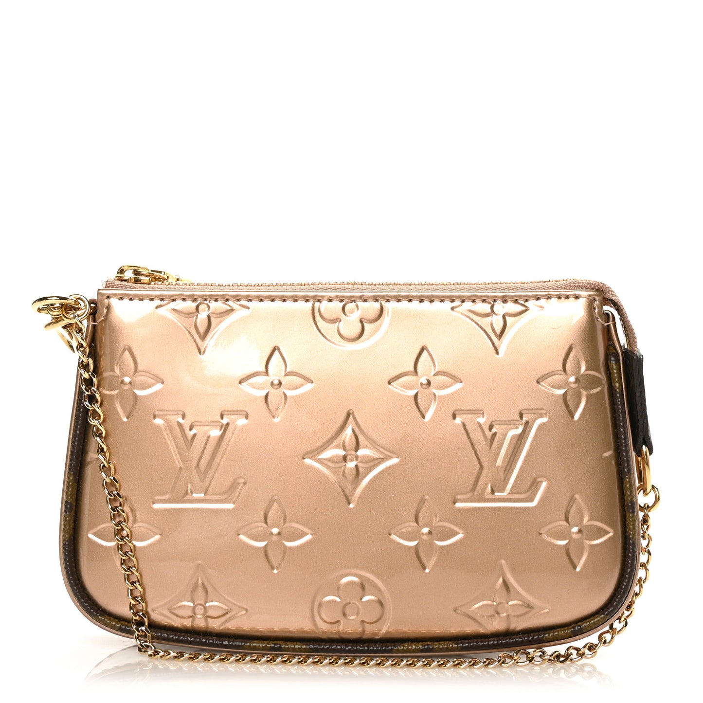 Metallic Vernis Mini Pochette Accessories Rose Gold