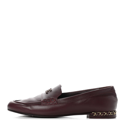 Chanel Calfskin CC Chain Mocassin Loafers 42 Burgundy 1 of 14