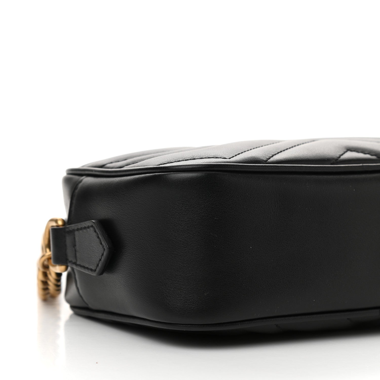 Gucci Calfskin Matelasse Mini GG Marmont Chain Shoulder Bag Black 9 of 10