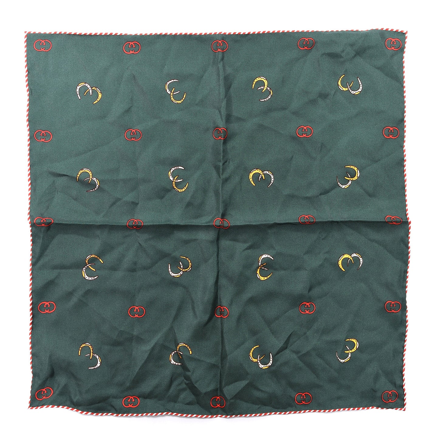 Silk Twill Poket Logos Pocket Square Green