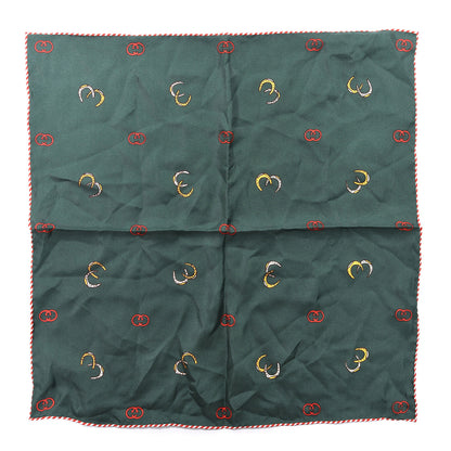 Gucci Silk Twill Poket Logos Pocket Square Green 1 of 4