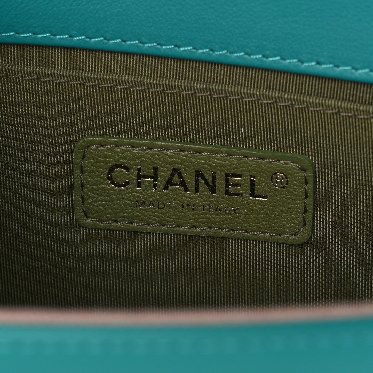 Calfskin Quilted Medium Boy Flap Turquoise