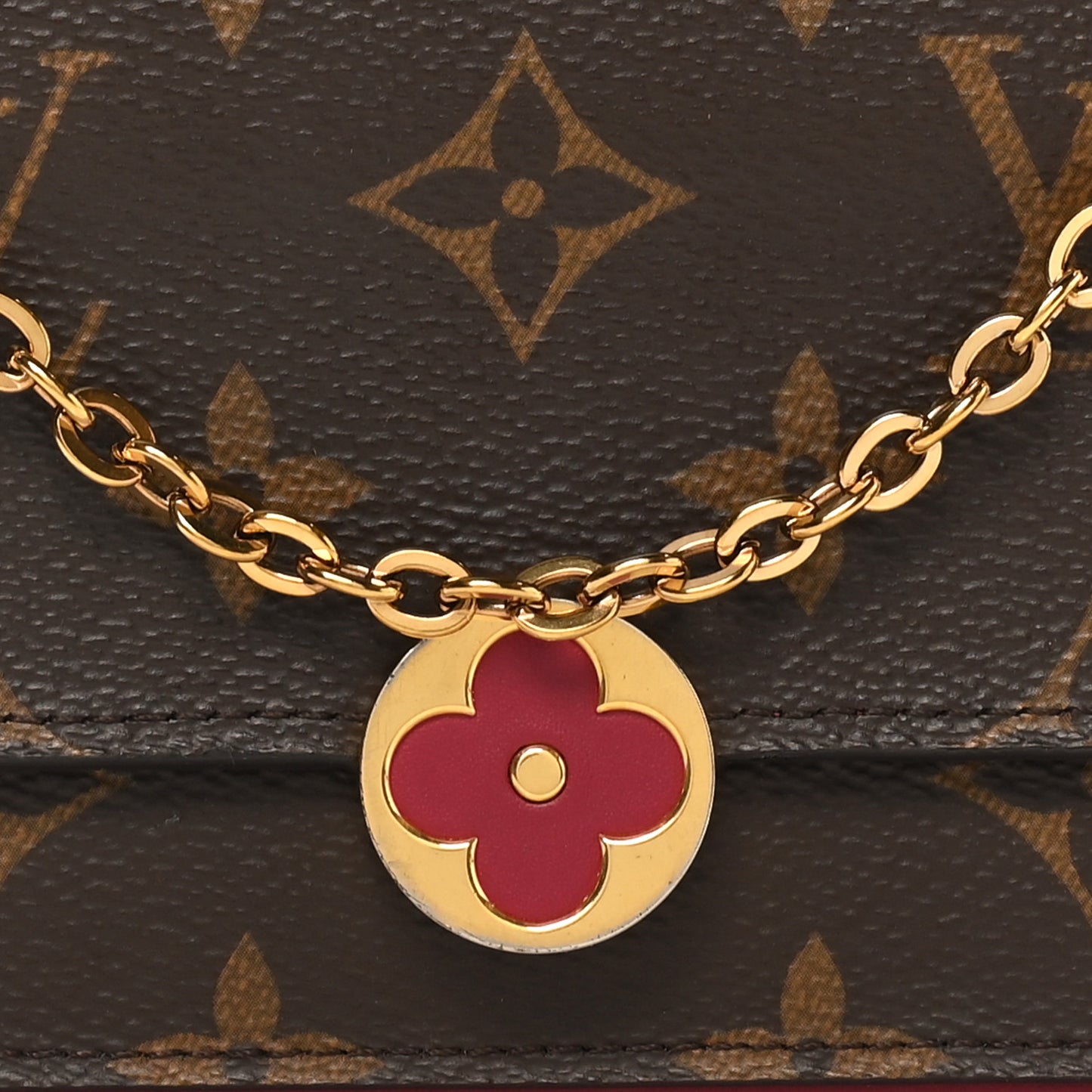 Monogram Flore Chain Wallet Fuchsia