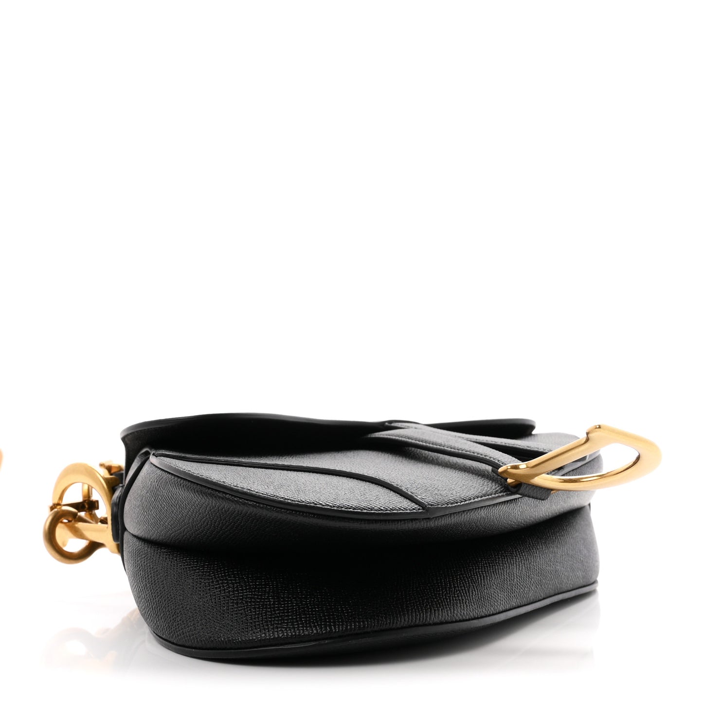 Grained Calfskin Saddle Bag With Strap Black