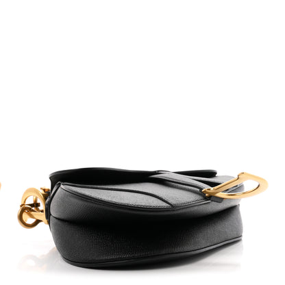 Christian Dior Grained Calfskin Saddle Bag With Strap Black 3 of 10