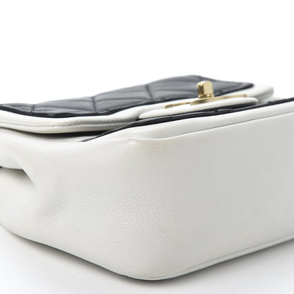 Chanel Lambskin Quilted Graphic Mini Flap Bag Black White 5 of 9