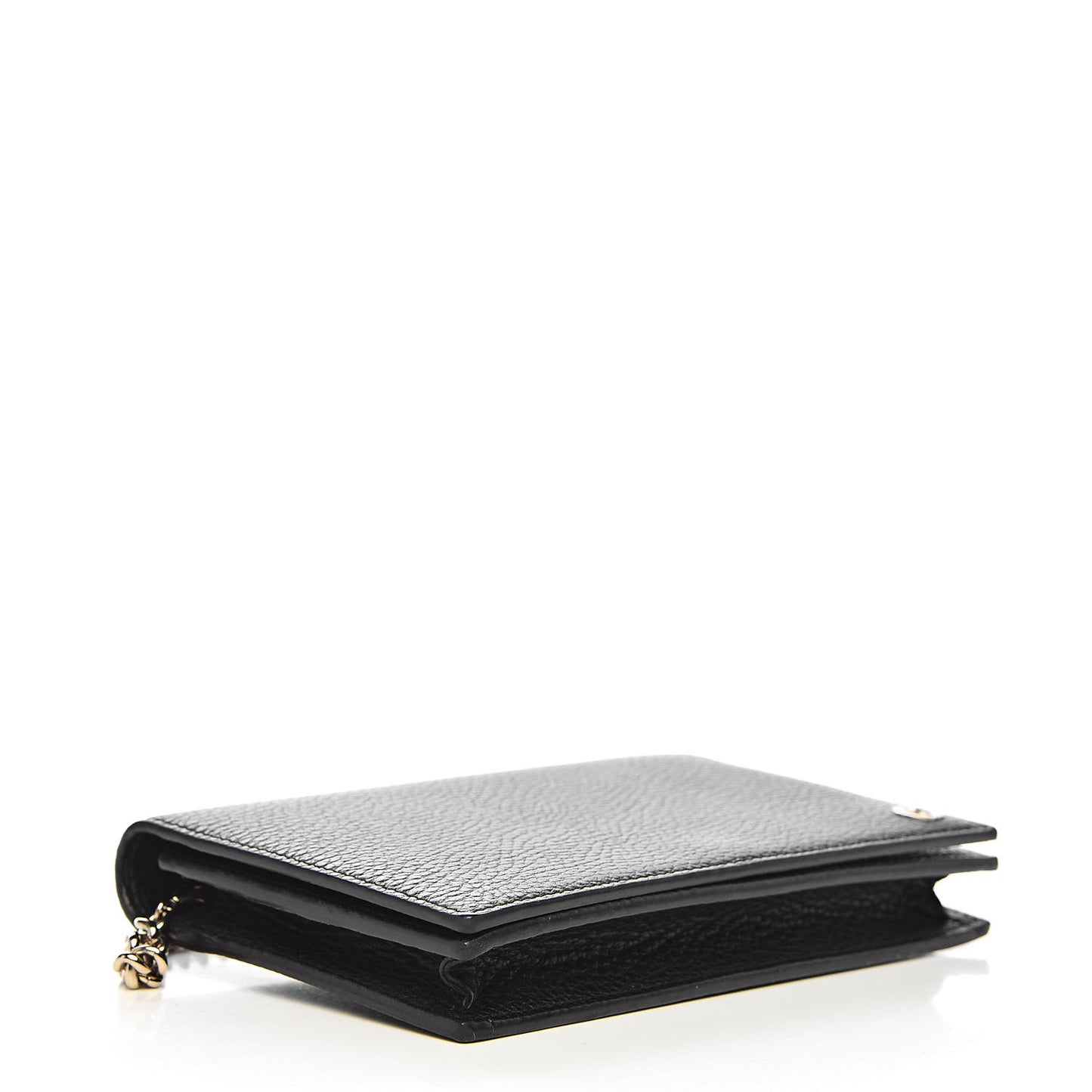 Dollar Calfskin Medium Betty Chain Wallet Black