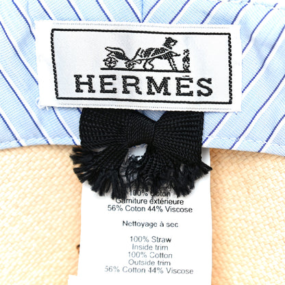 Hermes Straw Mens Rio Panama Hat 58 Natural Black 7 of 7