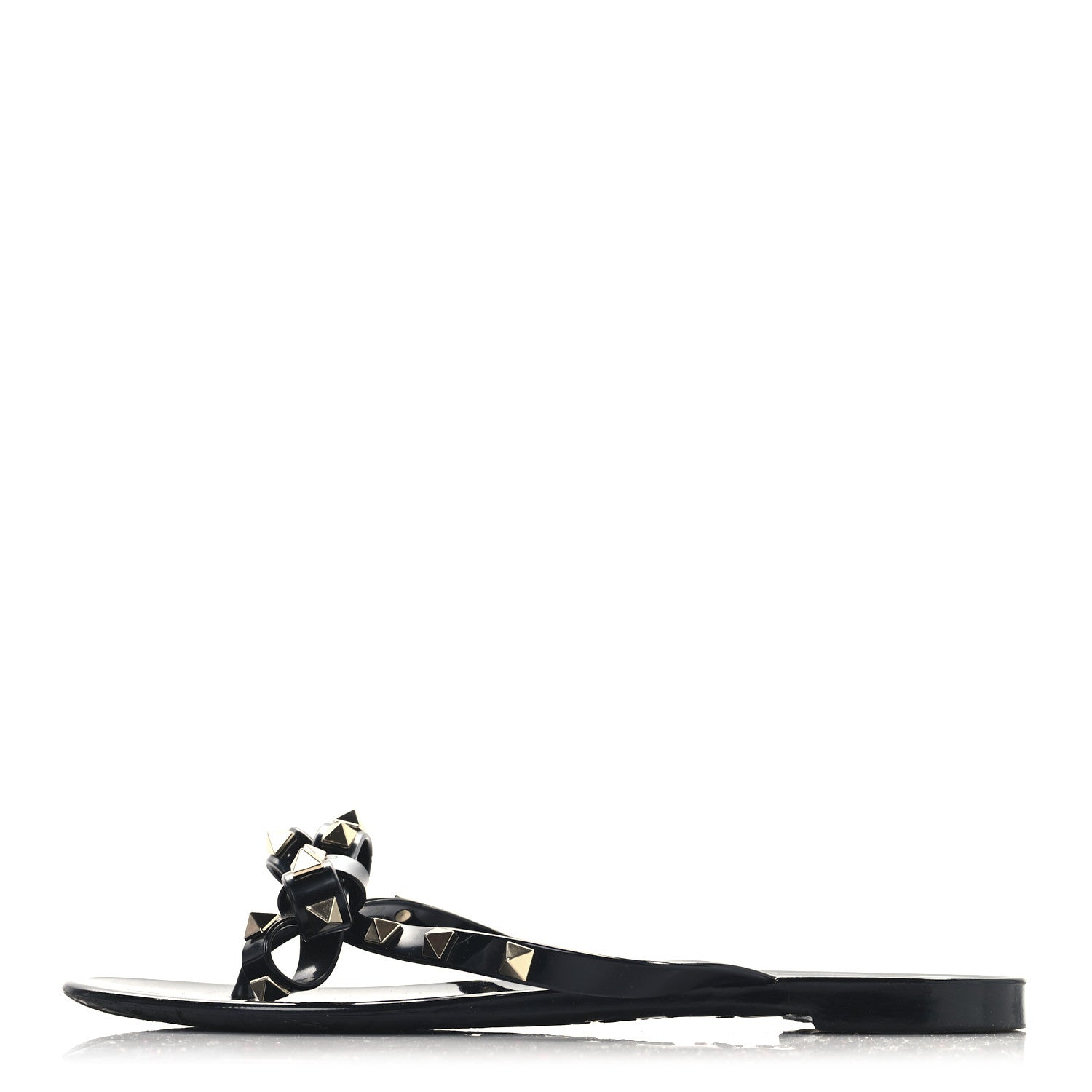 Valentino Garavani PVC Jelly Rockstud Bow Thong Sandals 38 Black 1 of 8