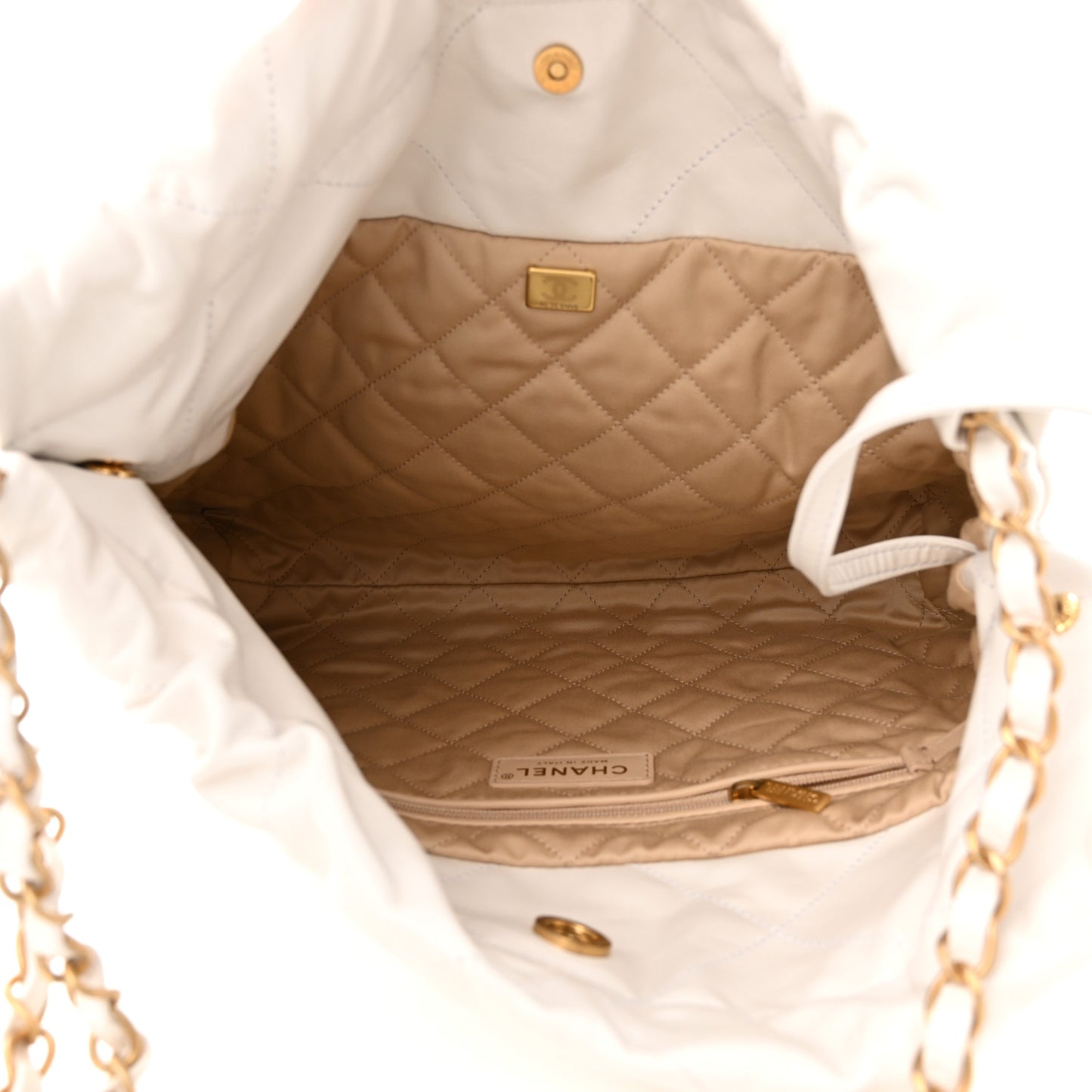 Shiny Calfskin Quilted Small Chanel 22 White