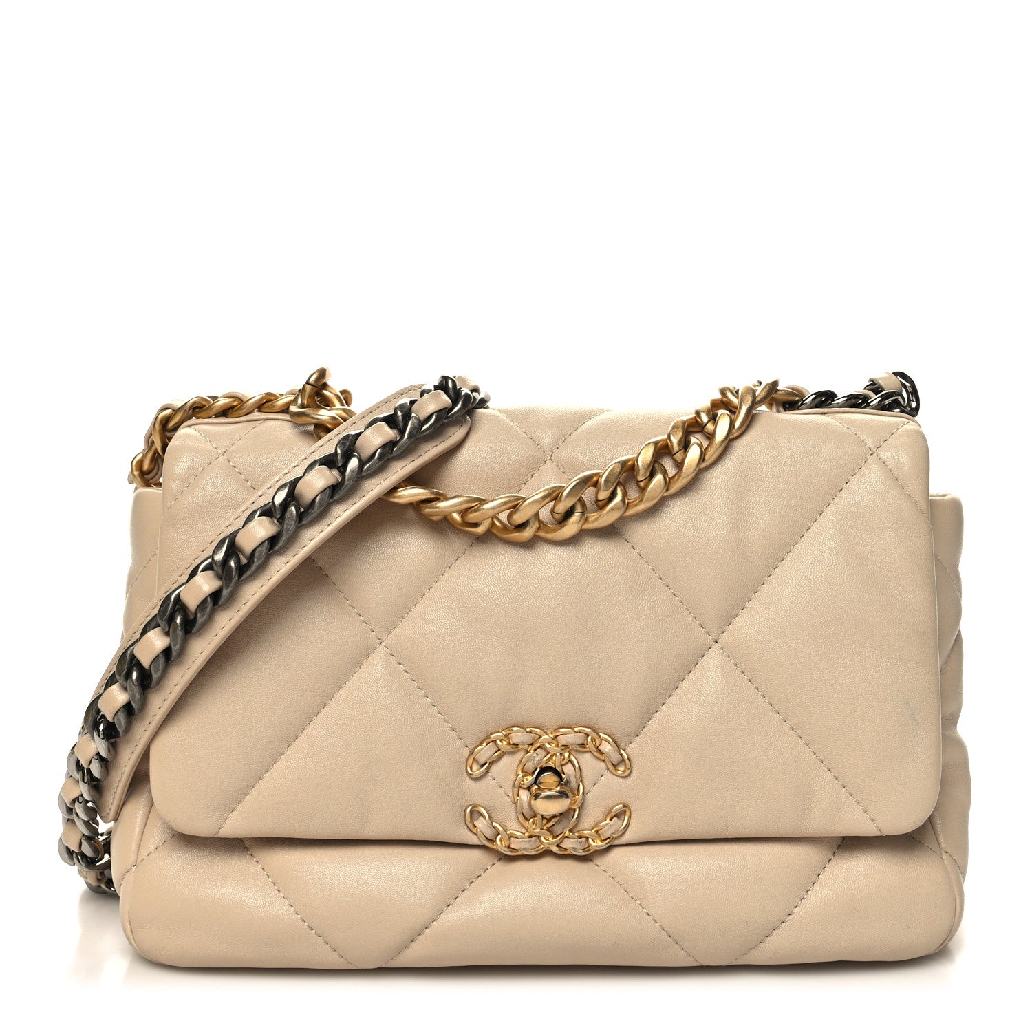 Chanel Lambskin Quilted Medium Chanel 19 Flap Light Beige 1 of 10
