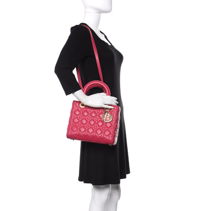Christian Dior Lambskin Cannage Medium Lady Dior Fuchsia 2 of 17