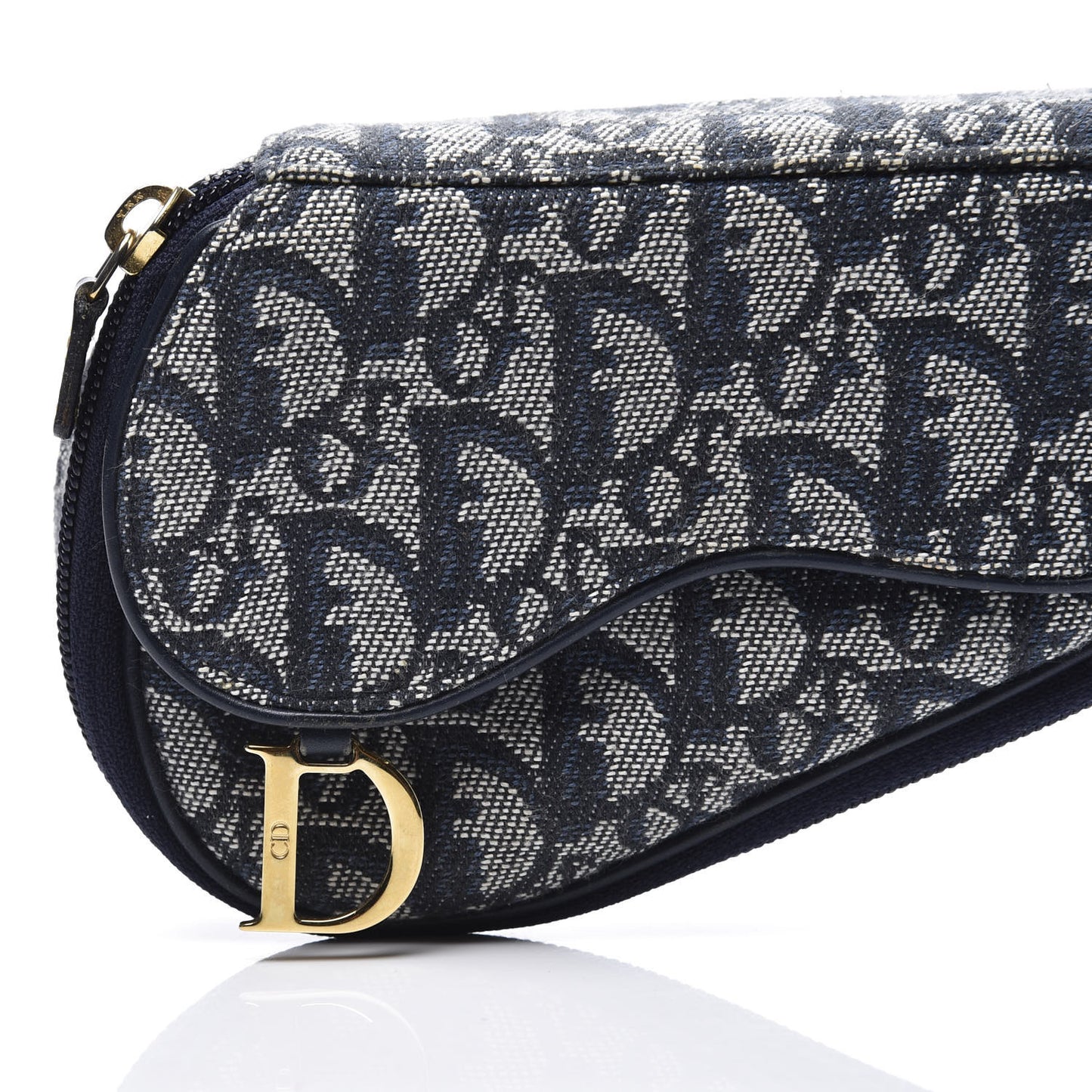 Monogram Mini Saddle Zip Pouch Navy Blue