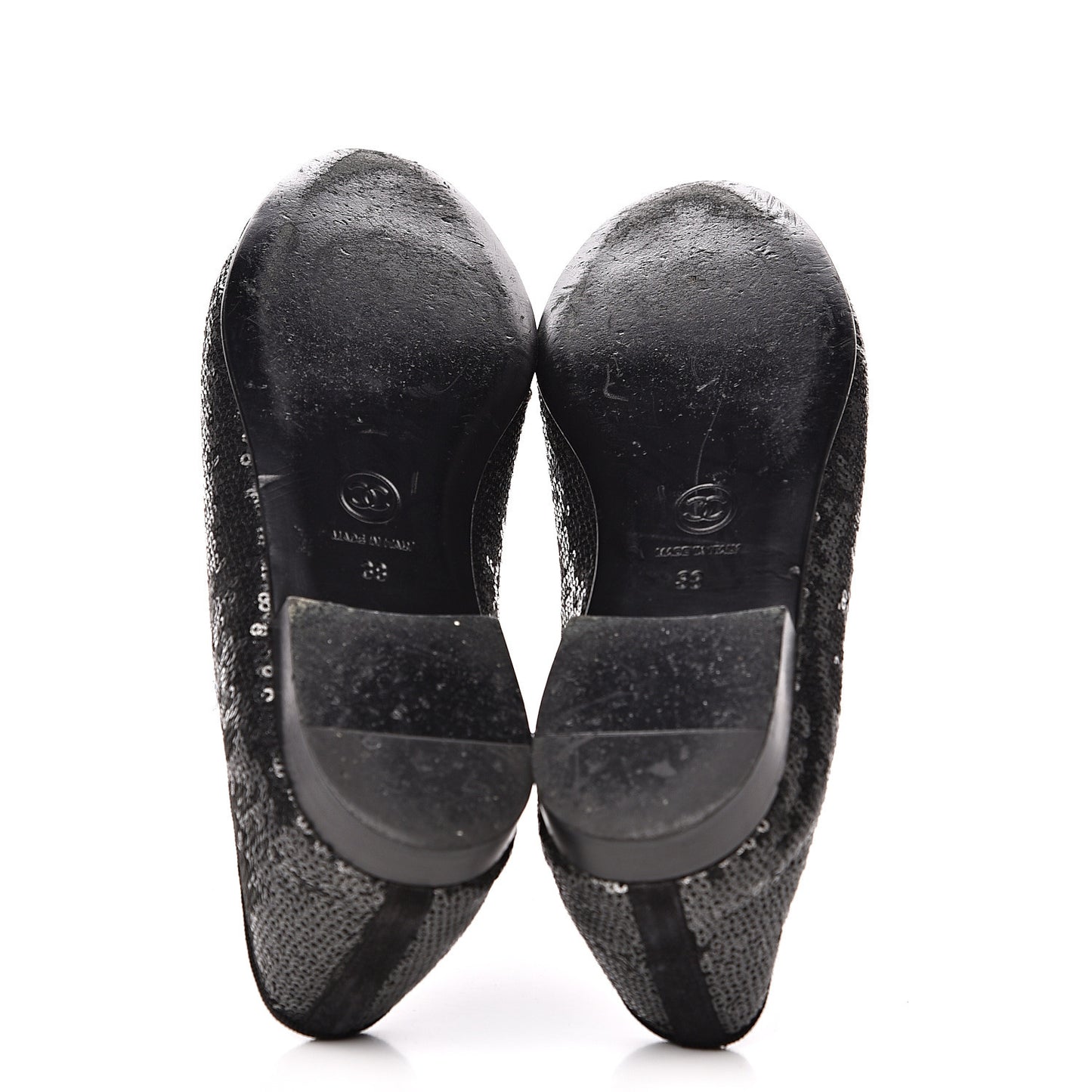 Sequin Suede Cap Toe Ballerina Flats 38 Black