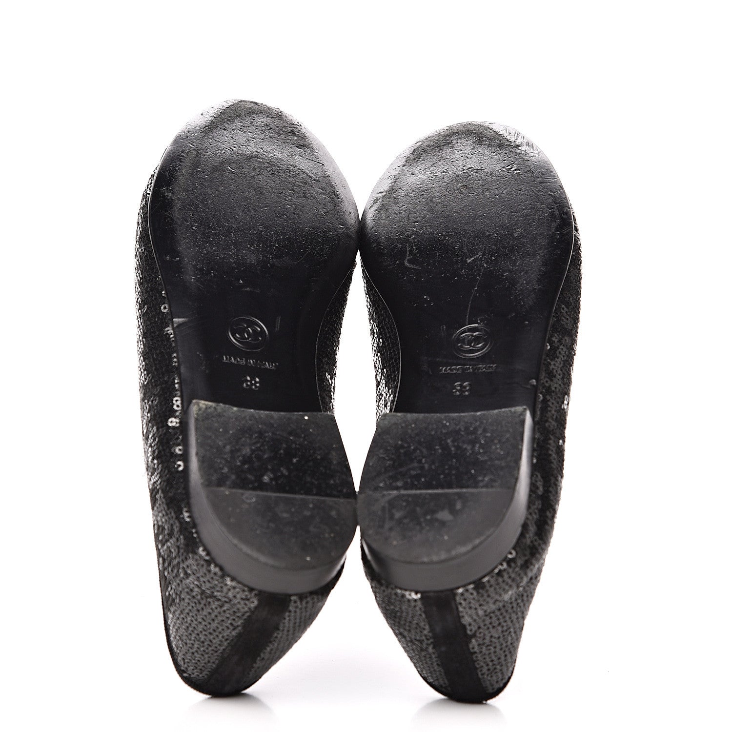 Chanel Sequin Suede Cap Toe Ballerina Flats 38 Black 5 of 9