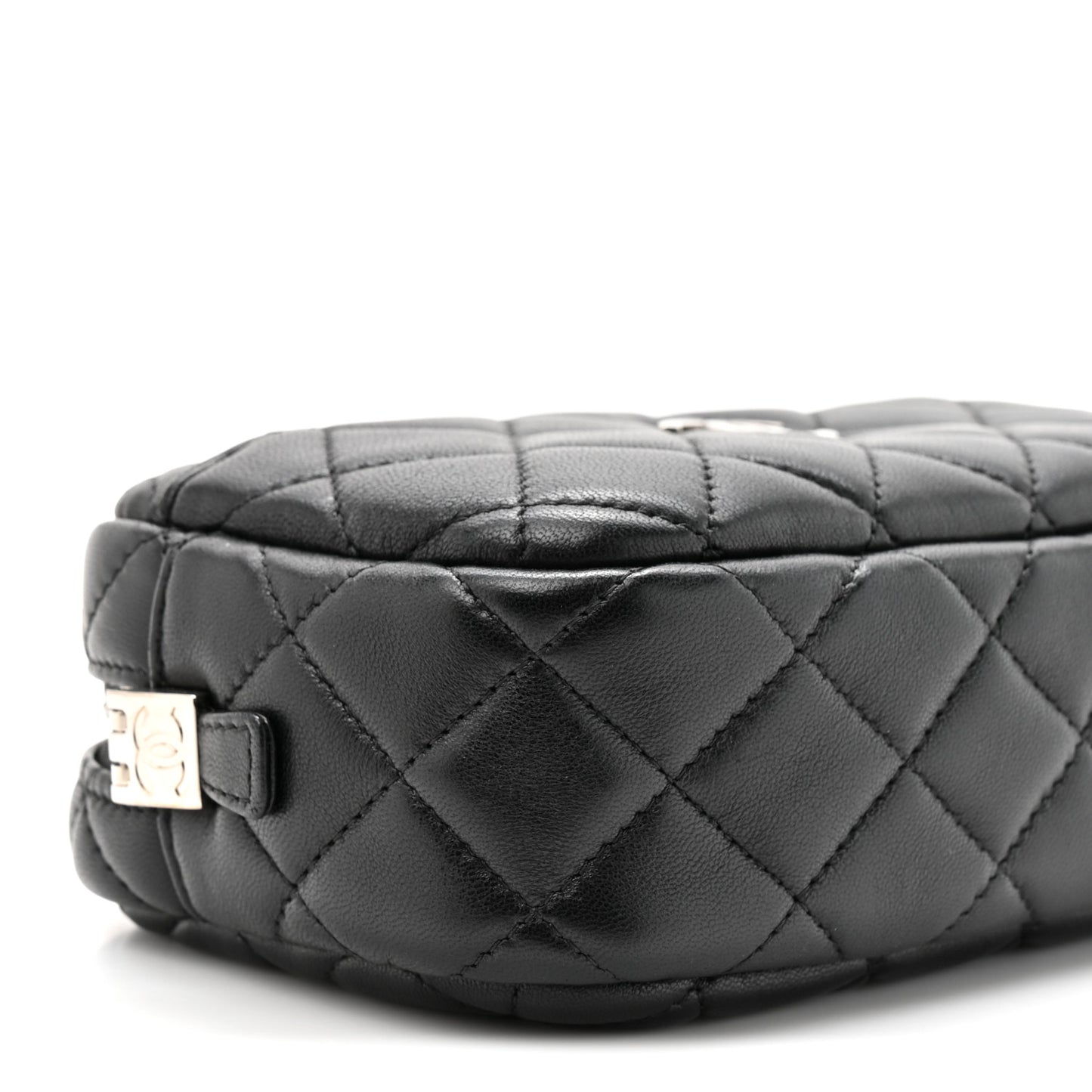 Lambskin Quilted Small Camera Case Black