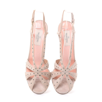 Valentino Garavani Suede Crystal Embellished Sandals 38 Poudre 5 of 10