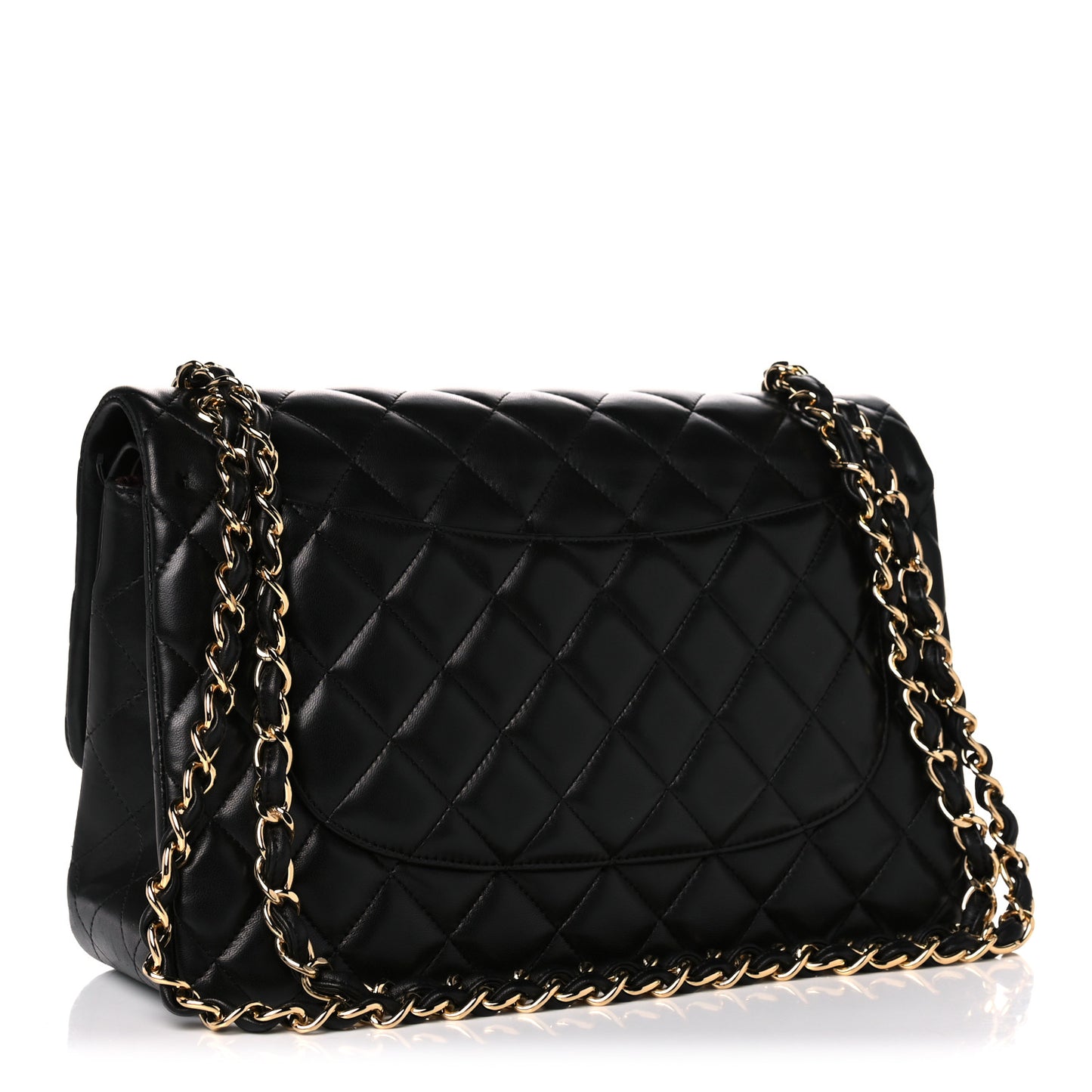 Lambskin Quilted Jumbo Double Flap Black