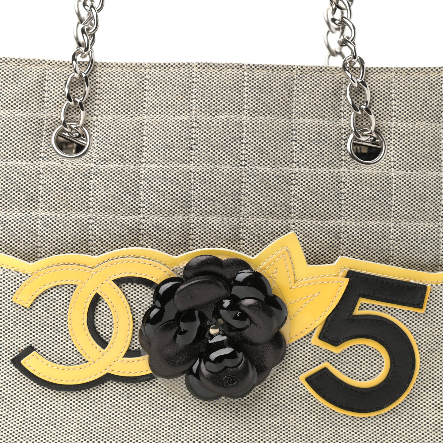 Canvas Camellia N°5 Tote Beige Black