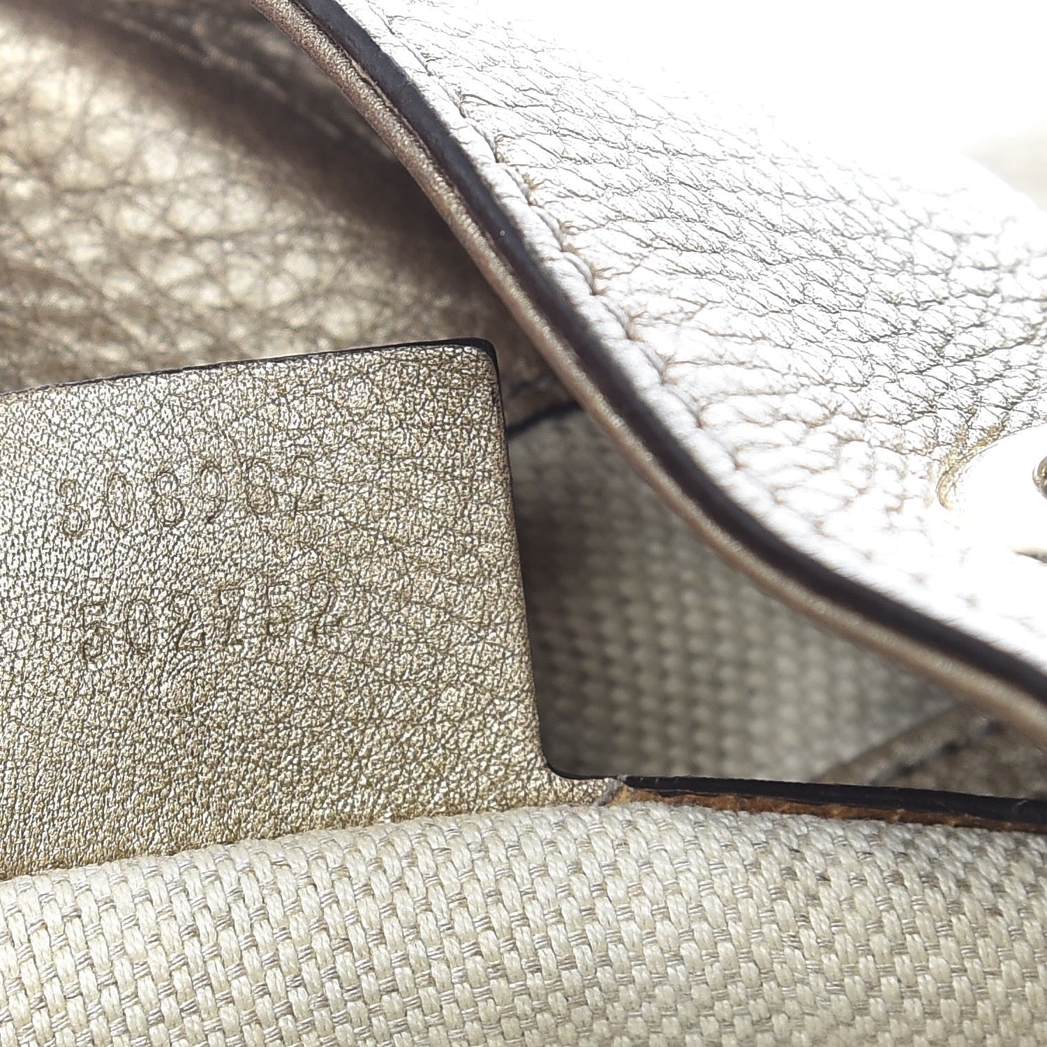 Gucci Metallic Pebbled Calfskin Medium Soho Chain Shoulder Bag Golden Beige 9 of 12