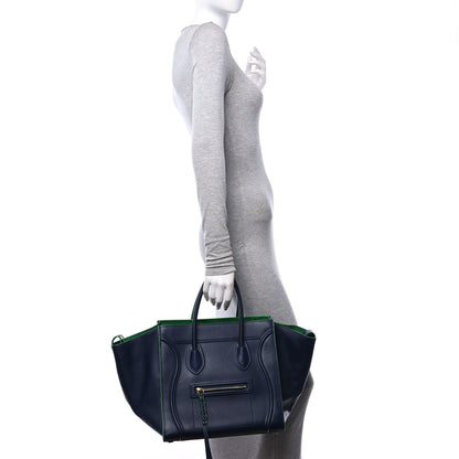 Celine Smooth Calfskin Medium Phantom Luggage Navy Blue Green 3 of 10