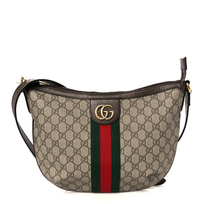 Gucci GG Supreme Monogram Web Small Ophidia Half Moon Hobo Brown 1 of 11