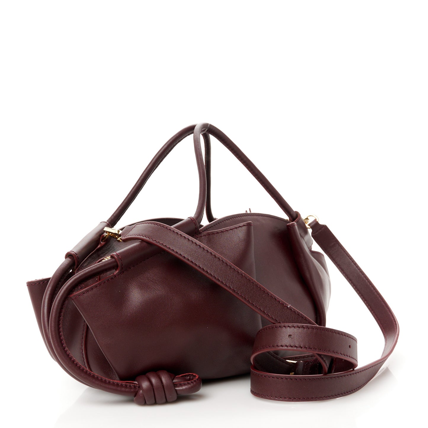 Shiny Nappa Calfskin Small Paseo Bag Burgundy