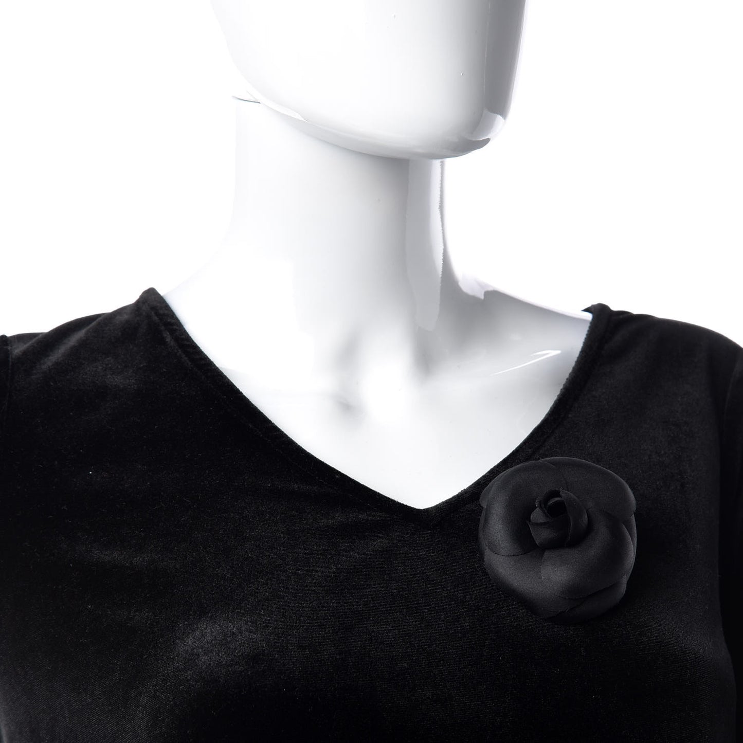 Silk Taffeta Camellia Brooch Pin Black